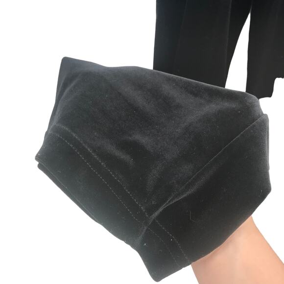 Black Velvet Pants High Rise Elastic Waist sz 14 Travel Spandex Track Suit Pants - Picture 2 of 4